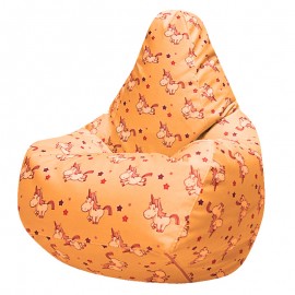 ГРУША-XXXL велюр с принтом EXCLUSIVE единорожки оранжевый