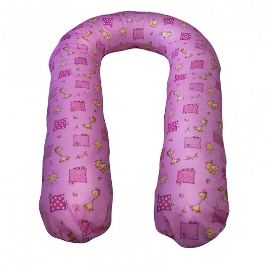 Подушка для беременных U-340 с наволочкой жирафики розовый